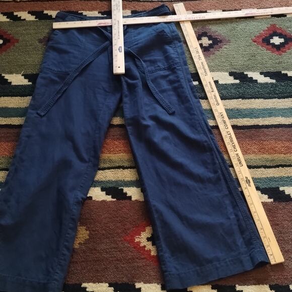 GAP D&R Wide Leg Self Tie Uniform Linen Cotton Navy Blue Trousers Pants 6 2017 - Picture 13 of 16